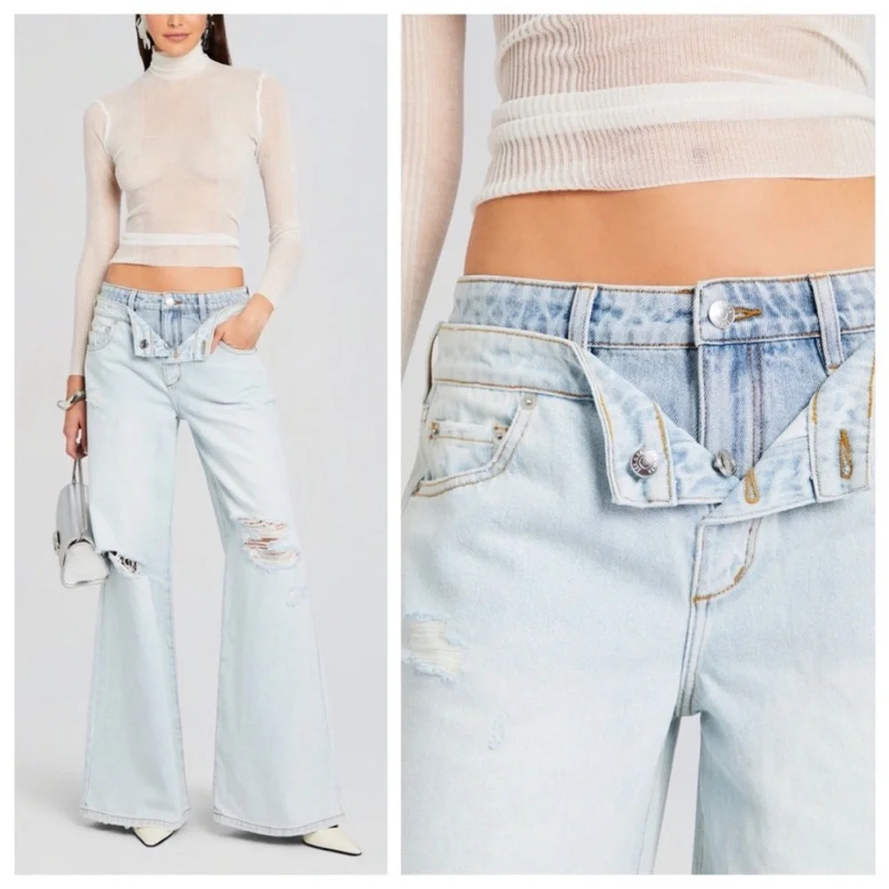 SER.O.YA Saphira Double Waistband Wide Leg Jeans in Skylight NWT - Picture 1 of 16